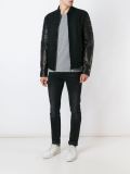 contrasted sleeve bomber jacket