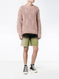 shaded denim shorts