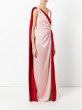 contrast sash evening gown