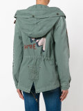 patched hooded coat 