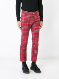 plaid slim fit trousers