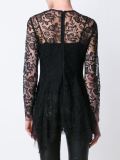 sheer floral embroidery blouse