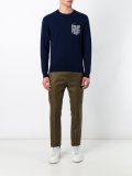 crew neck printed pocket jumper