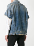 frayed shortsleeved denim jacket