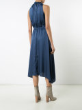 pleated tie accent dress