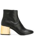 metallic heel ankle boots