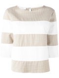 striped three-quarter sleeve top