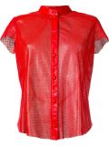 perforated collarless shirt