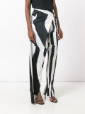 asymmetric printed trousers