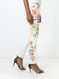 painted flower print jeans