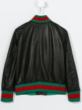 contrast stripe leather jacket 