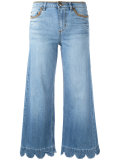 Wide leg scalloped hem jeans