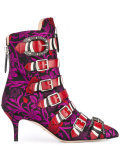 jacquard buckled ankle boots