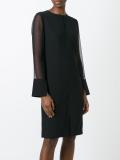 sheer sleeve shift dress