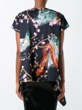 blossom print asymmetric blouse