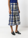 plaid wide-legged cropped trousers