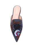 embroidered flat mules
