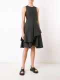 pleated trim flared dress 