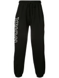 'work' print sweatpants