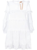 mesh overlay ruffle dress