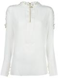 buttoned shoulder detail blouse