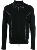 studded zip front cardigan