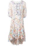 multiple print ruffled dress