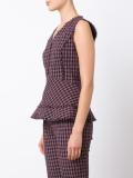 plaid V-neck blouse
