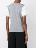 fur sleeve T-shirt 