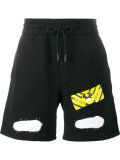 diagonal spray print shorts