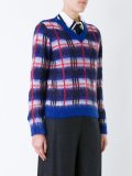 plaid contrast trim jumper