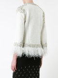 embellished feather-trim jacket 