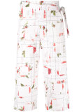 rose print wrap trousers