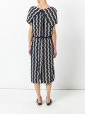 wavy print midi dress