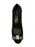 embellished heel pumps