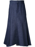 low flare denim skirt