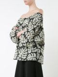 Three-quarter top with palm-leaf print