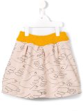 illustrated bird print skirt