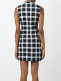 floral insert check mini-dress