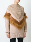 draped faux-fur trim jumper