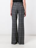 checked flared trousers