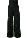 lace-embroidered trousers