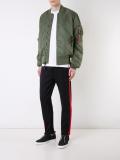 ruched-sleeve bomber jacket