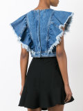 denim ruffled top