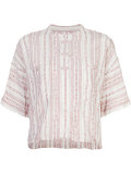 collarless striped henley shirt