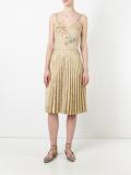 pleated embroidered dress