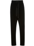 raw edge velvet trousers