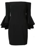 off-shoulders ruffled sleeves dress