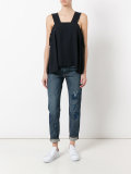floral paint cropped jeans