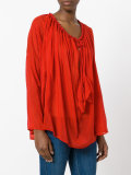 drawstring neck sheer blouse